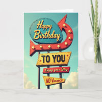 Carte de signe de bord de route d'anniversaire rét
