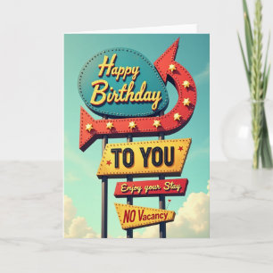 Carte de signe de bord de route d'anniversaire rét