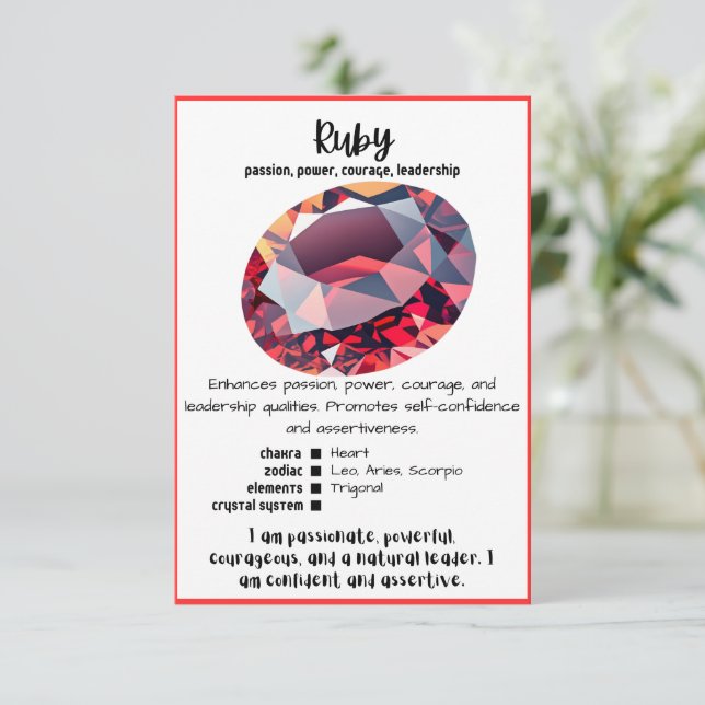 Carte de signification en cristal Ruby (Debout devant)