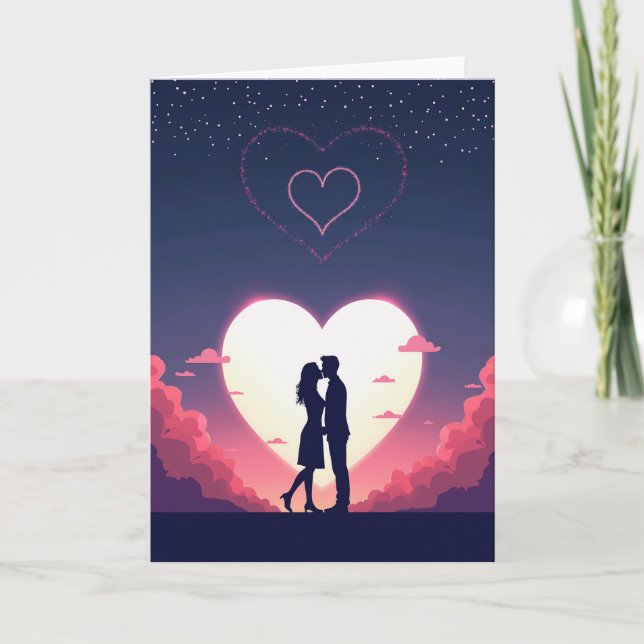 Carte de silhouette d'amour minimaliste (Devant)