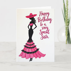 Carte de silhouette d'anniversaire chic