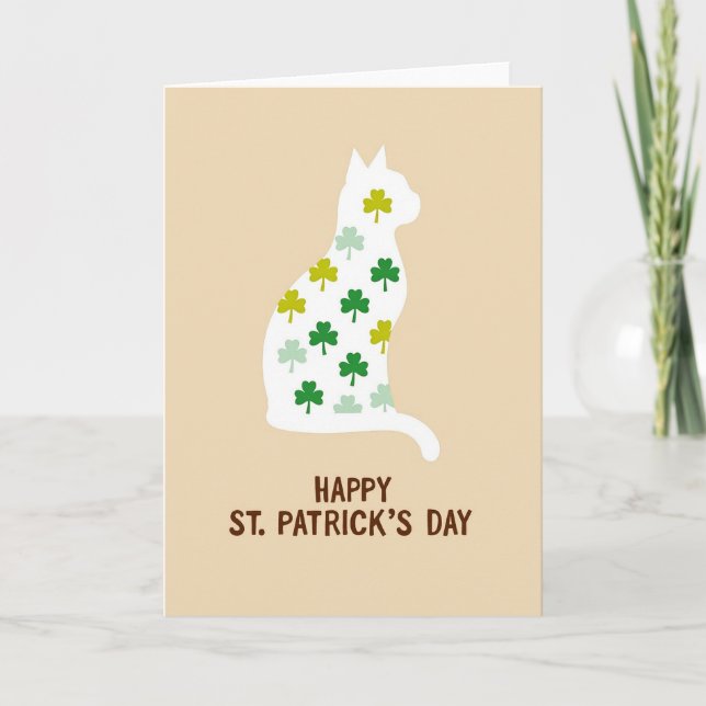 Carte de silhouette de chat Shamrock (Devant)