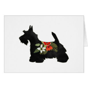 Carte de silhouette florale Scottie Chien de race