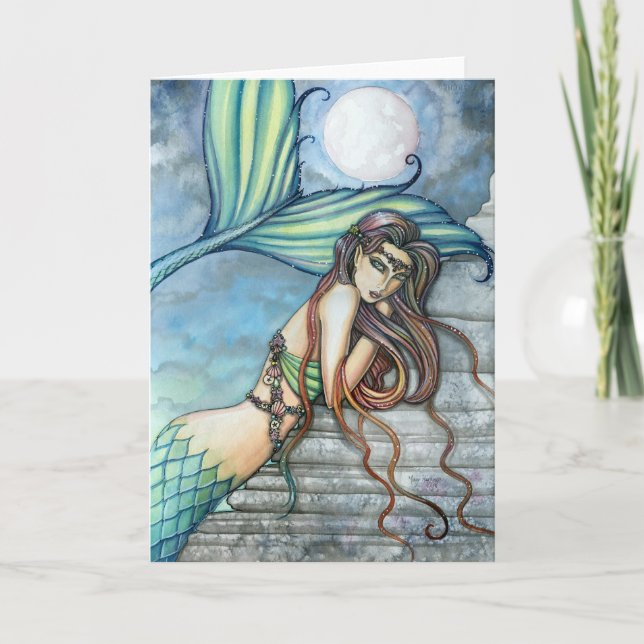 Carte de sirène à l'aquarelle par Molly Harrison (Devant)