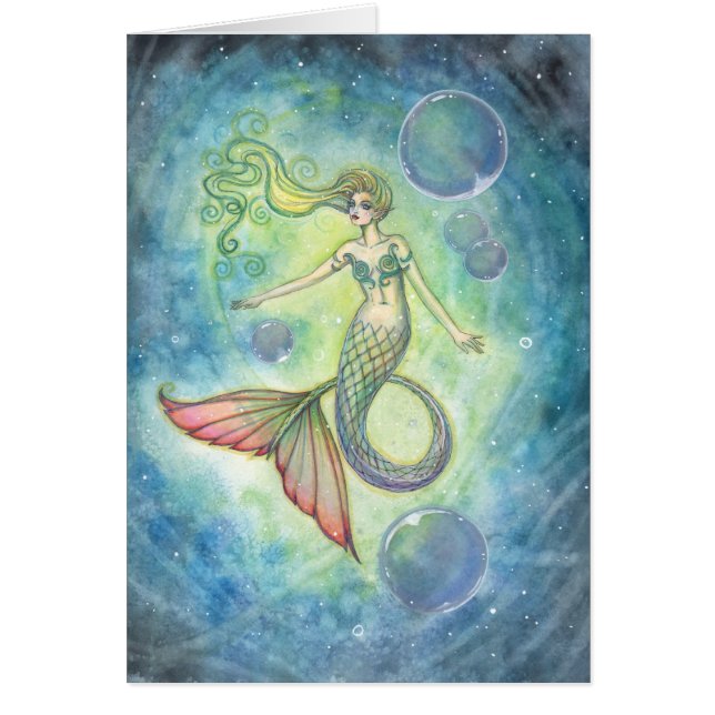 Carte de sirène à l'aquarelle par Molly Harrison (Devant)