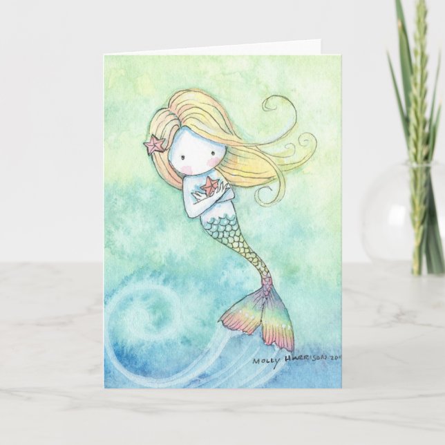 Carte de sirène mignonne et fantaisiste (Devant)