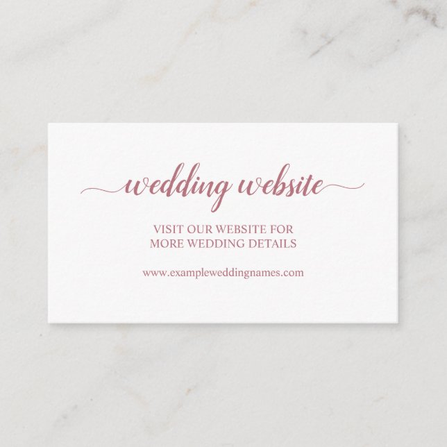 Carte de site du Mariage rose Gold Simple Calligra (Devant)