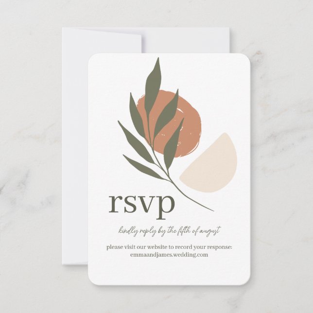 Carte de site Mariage Boho Leafy Response RSVP (Devant)