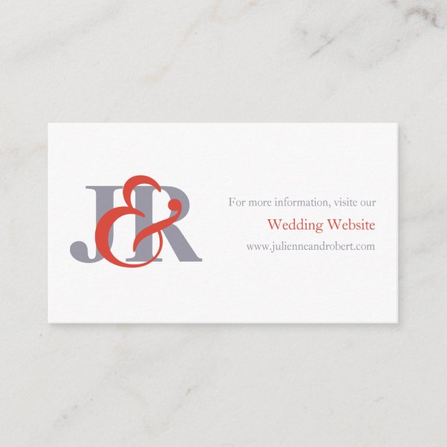 Carte de site Mariage Monogram Elegant moderne (Devant)