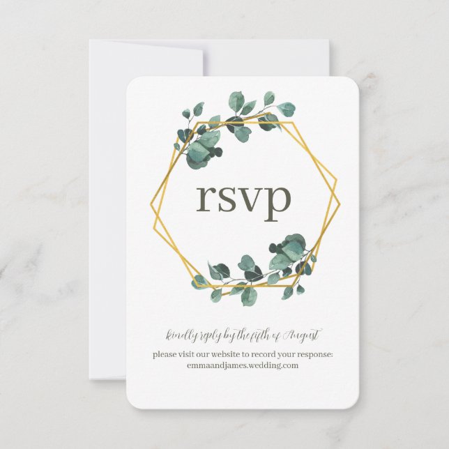 Carte de site Mariage RSVP pour réponse à la feuil (Devant)