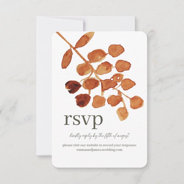 Carte de site Mariage RSVP pour réponse à la feuil (Devant)