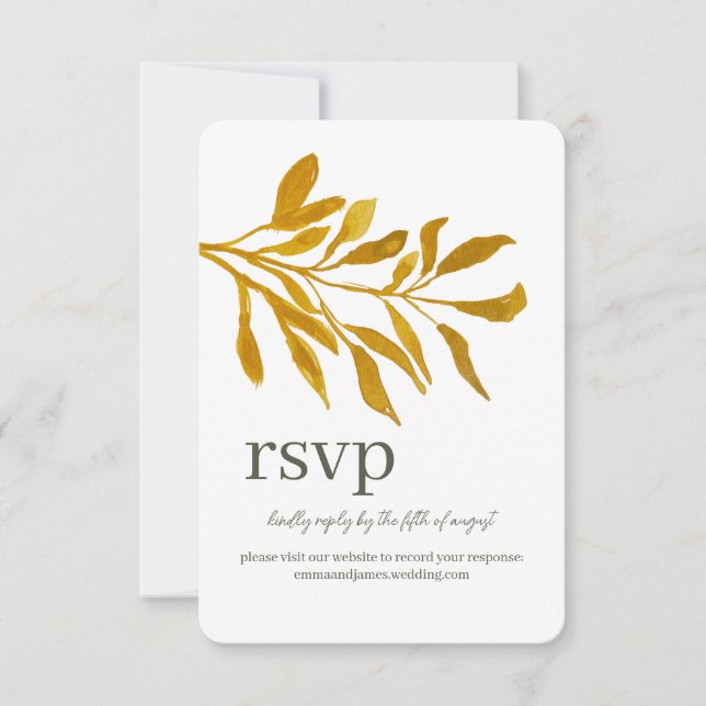 Carte de site Mariage RSVP pour réponse à la feuil (Devant)