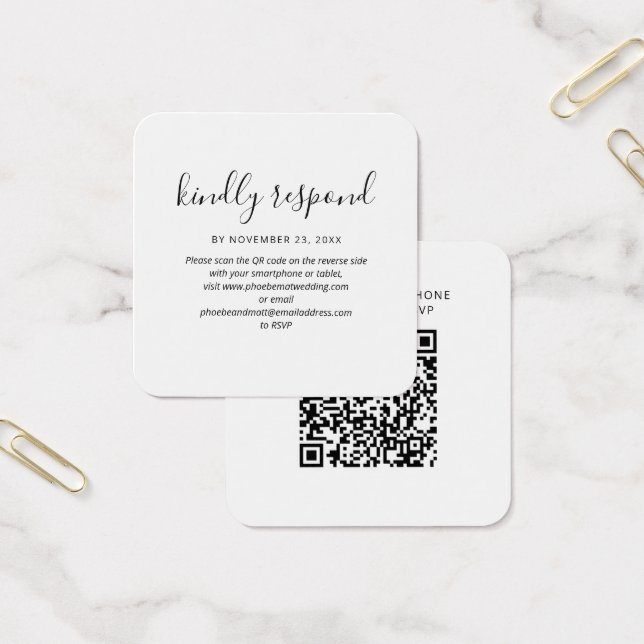 Carte de site web de mariage avec code QR RSVP mod (Bureau)