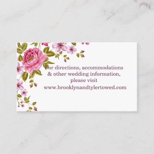 Carte de site Web de mariage Fleurs Pastel (Devant)