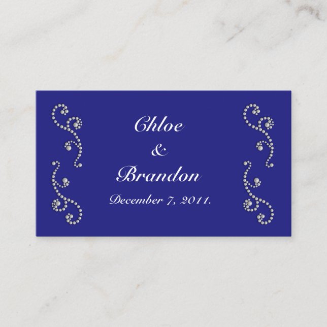Carte de site Web Mariage bleu Pearls et Sapphire (Devant)