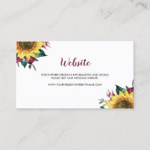 Carte de site Web Mariage de fleurs de tournesol d