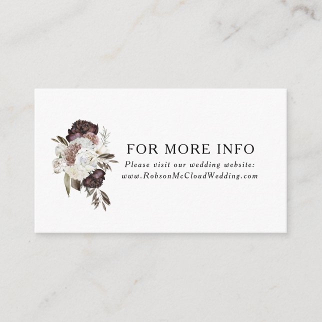 Carte de site Web Mariage Floral Boho de Bourgogne (Devant)