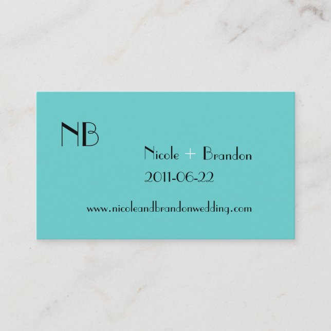 Carte de site Web Mariage Turquoise moderne (Devant)