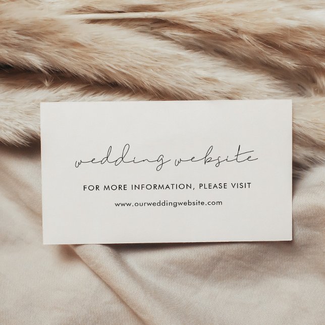 Carte de site Web minimaliste mariage manuscrit (Minimalist handwritten wedding website card)