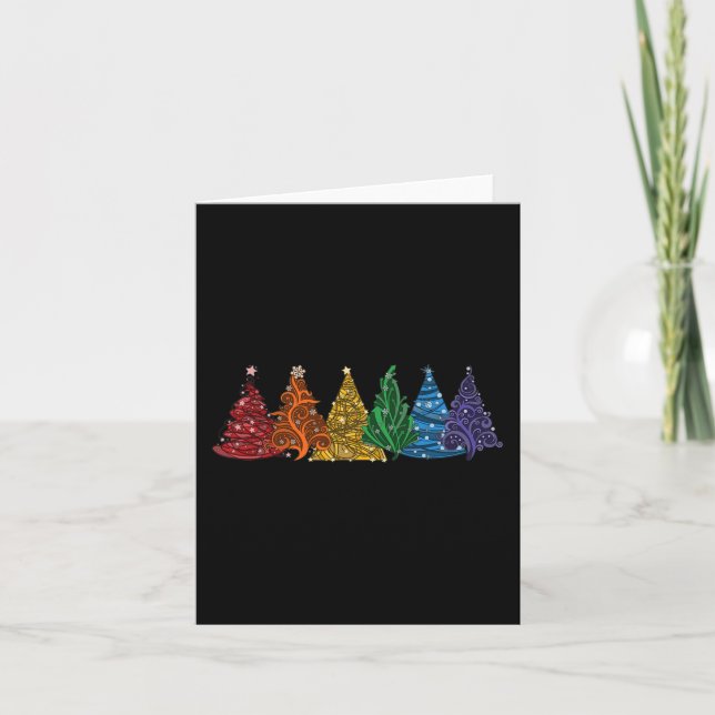 Carte De Six Lgbtq Pride Arbres de Noël Arc-en-ciel Vect (Devant)