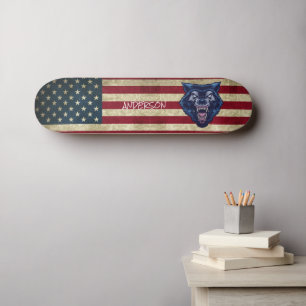 Carte de skateboard American Blue Wolve personnali