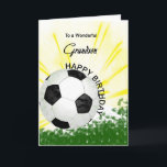 Carte de soccer d'anniversaire de Grandson<br><div class="desc">Donnez à votre petit-fils amateur de football une carte de football avec un thème explosif de football! Un football avec les mots "À un petit-fils merveilleux".</div>