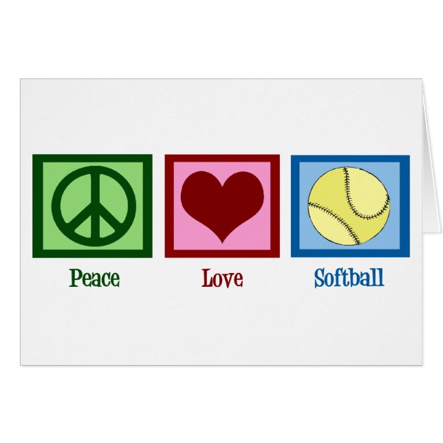 Carte de softball de paix d'amour (Devant horizontal)