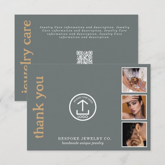 Carte de soins de bijoux Merci de révision Insérer (Devant / Derrière)