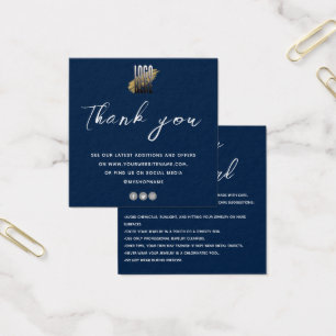Carte de soins de bijoux moderne avec logo Merci 