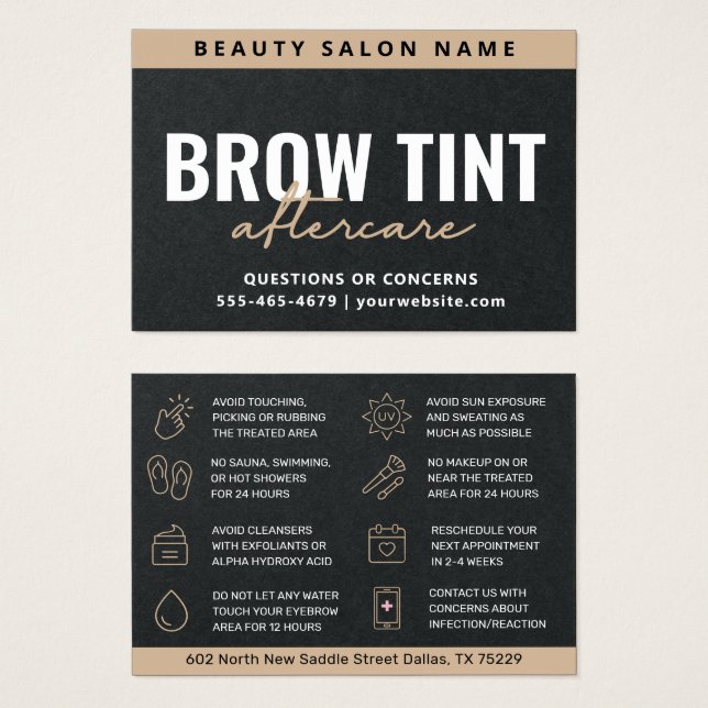Carte de soins de fin de gamme Black Luxury Eyebro (Devant & derrière)