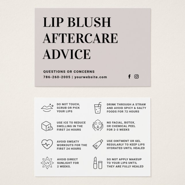 Carte de soins postérieurs à la lèvre moelleuse Cr (Devant & derrière)