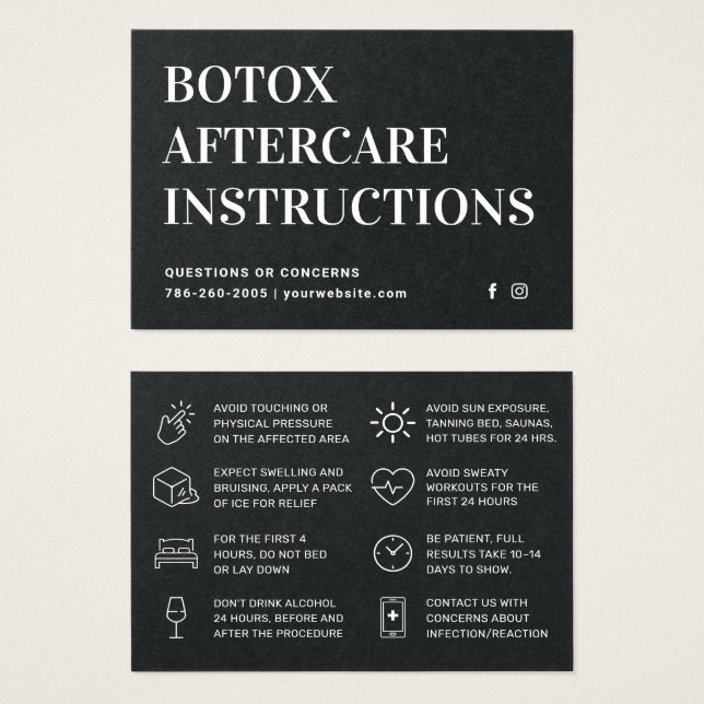Carte de soins postérieurs à l'injection Botox Noi (Devant & derrière)