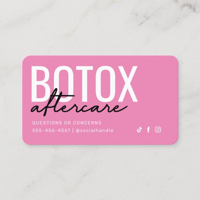 Carte de soins postérieurs Botox rose et noir (Devant)
