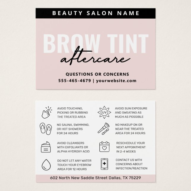 Carte de soins postérieurs Pastel Pink Eyebrow Tin (Devant & derrière)