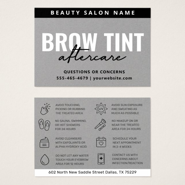 Carte de soins postérieurs Silver Grey pour sourci (Devant & derrière)