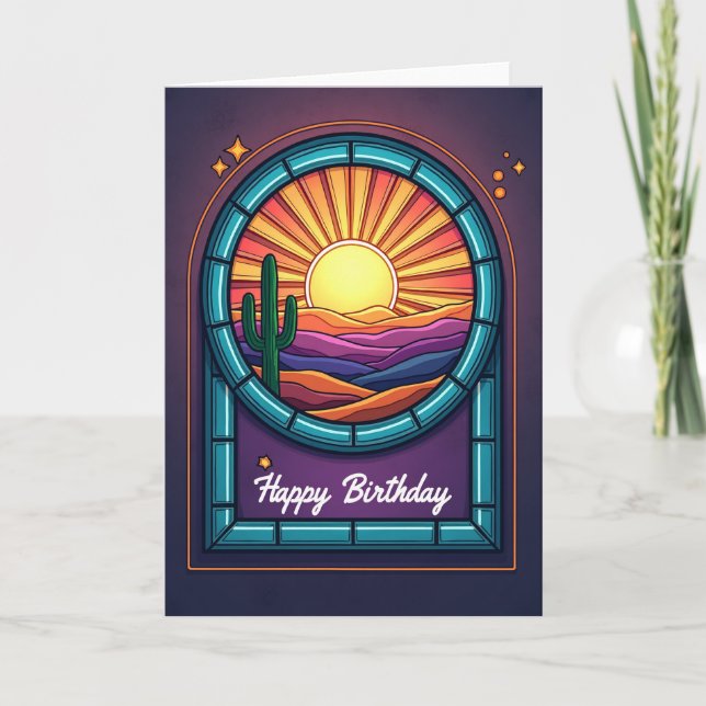 Carte de soleil du désert d'anniversaire (Devant)