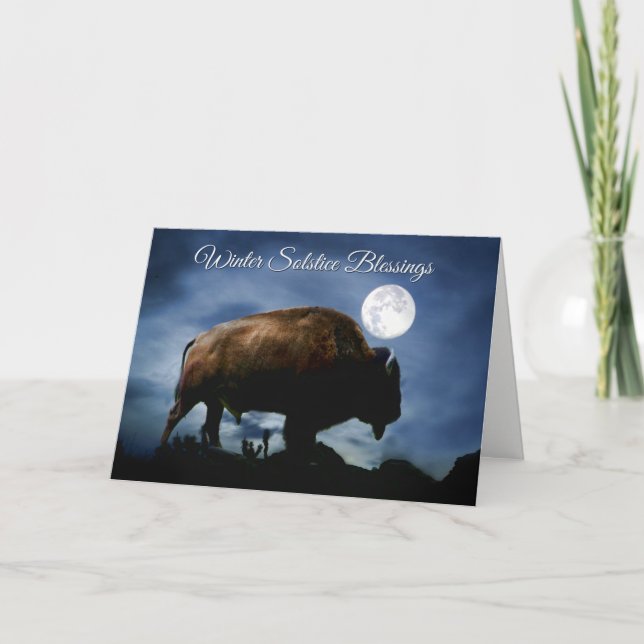 Carte de solstice d'hiver de bison de Natif (Devant)
