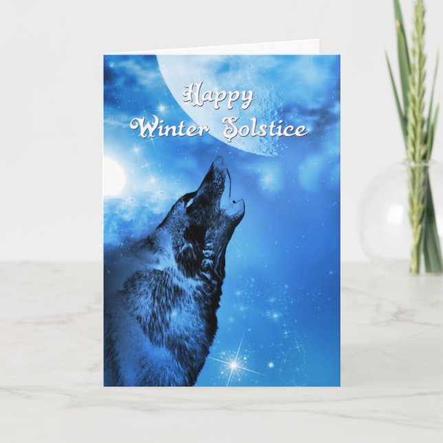 Carte de solstice d'hiver de loup de fantôme (Devant)