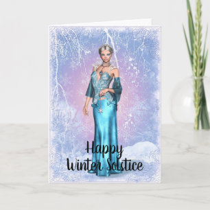 Carte de solstice d'hiver pour femme de flocon de