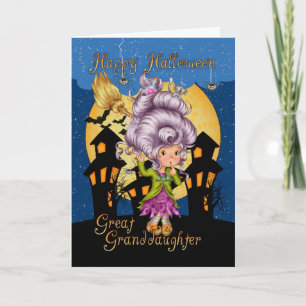 carte de sorcière de bande dessinée de Halloween