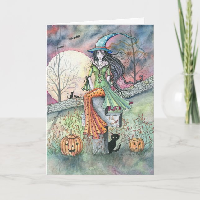Carte de sorcière d'Halloween par Molly Harrison (Devant)