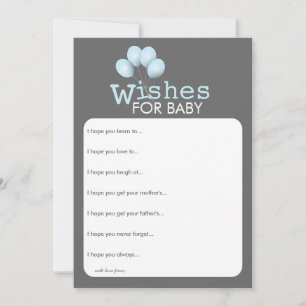 Carte de souhaits Baby shower de garçon Blue Ballo