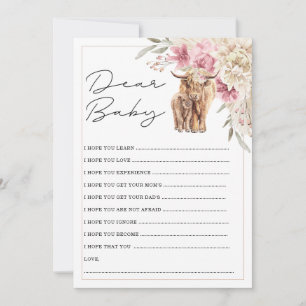 Carte de souhaits de Baby shower Floral Rose Vache
