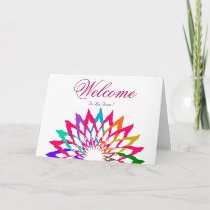 Carte de souhaits de bienvenue Lotus Minimal Blanc