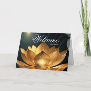 Carte de souhaits de bienvenue Lotus Minimal Blanc