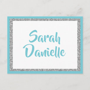 Carte de souhaits Parties scintillant bleue et arg