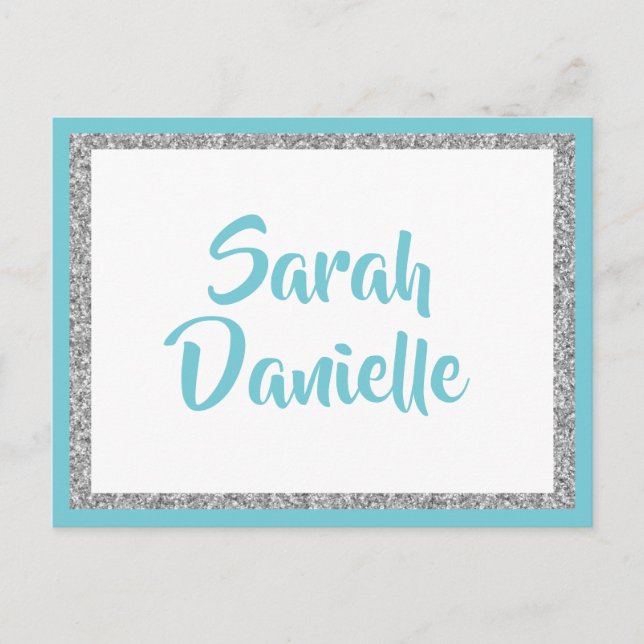 Carte de souhaits Parties scintillant bleue et arg (Devant)