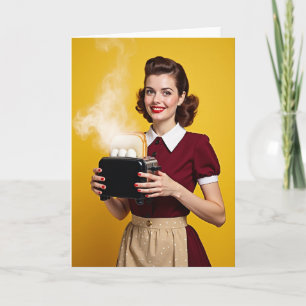 Carte de sourire d'art de cuisine rétro
