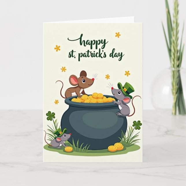 Carte de souris de la Saint-Patrick chanceuse (Devant)