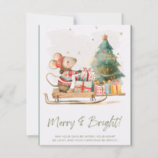 Carte de souris mignon livrant des cadeaux sur un